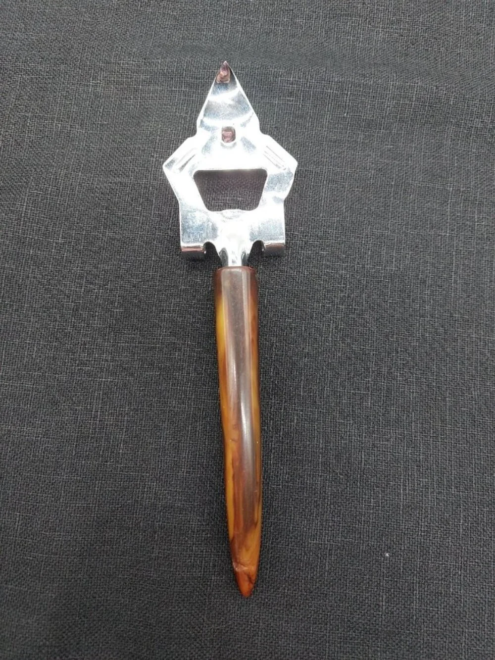 Bottle Can Opener with Butterscotch Swirl Bakelite Handle *chipped Vintage